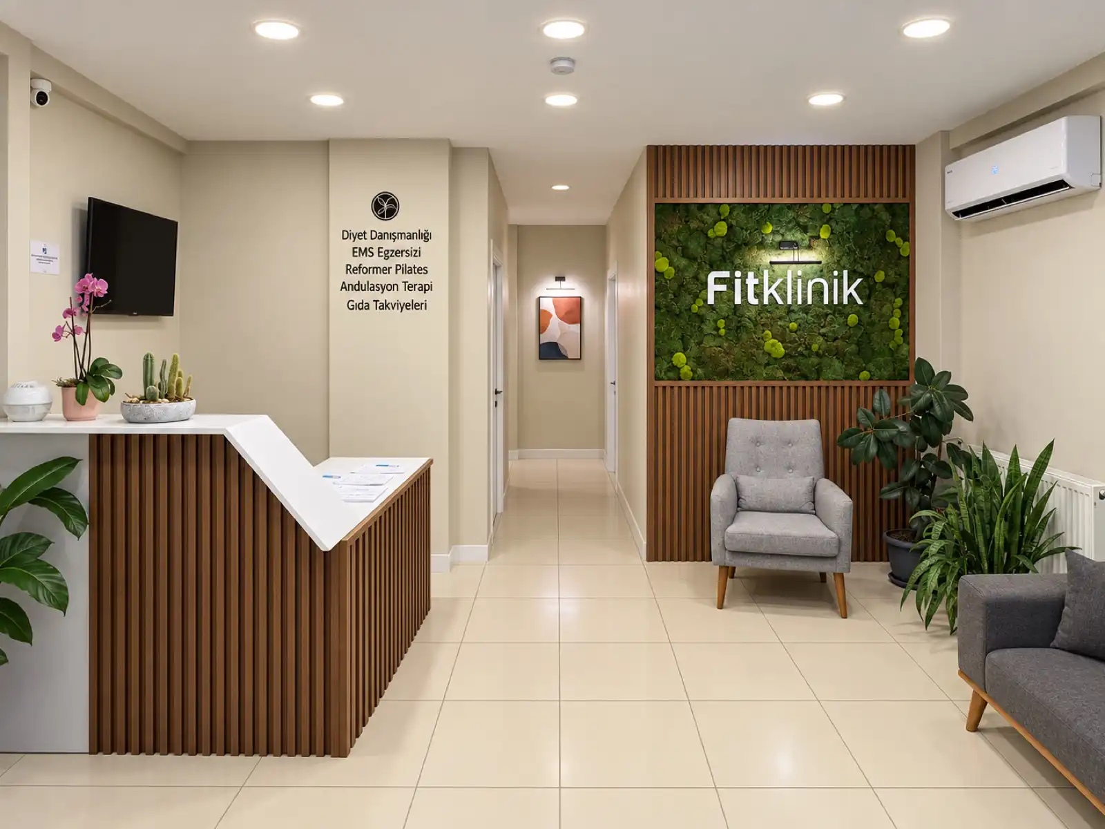 Fitklinik Edirne resepsiyon ve bekleme alanı